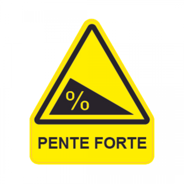 Panneau Triangle Sticker Danger Texte "Pente forte" TRI-STI152-TX